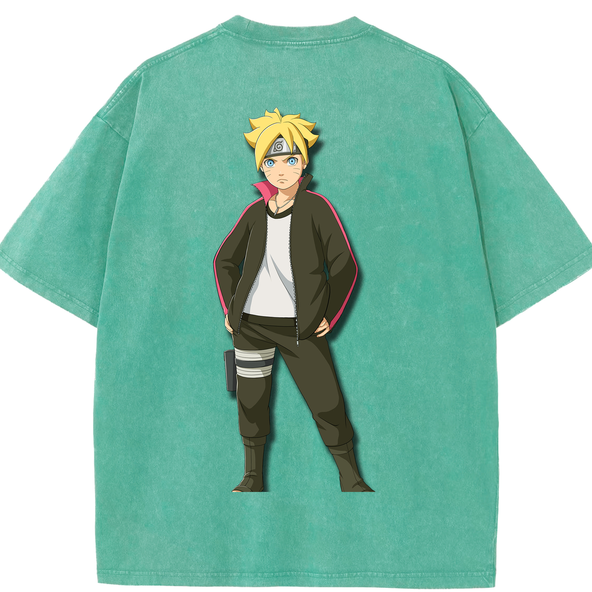 （画像用） NARUTO -ナルト- うずまき ボルト Uzumaki Boruto 綿100% ヴィンテージ風 半袖Tシャツ（背面プリント）